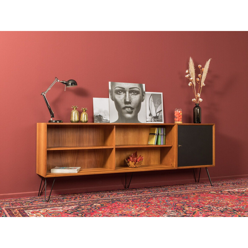 Vintage walnut sideboard with black door 1950s