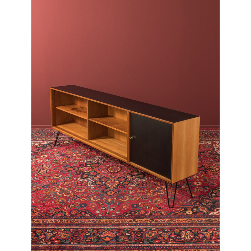 Vintage walnut sideboard with black door 1950s