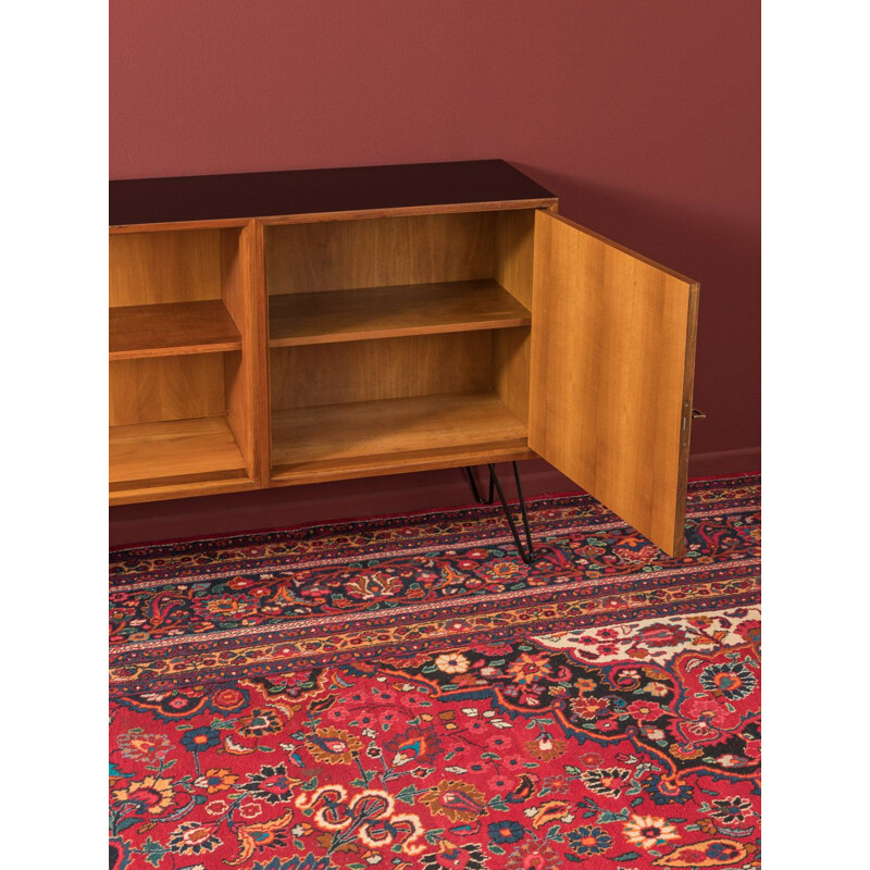 Vintage walnut sideboard with black door 1950s