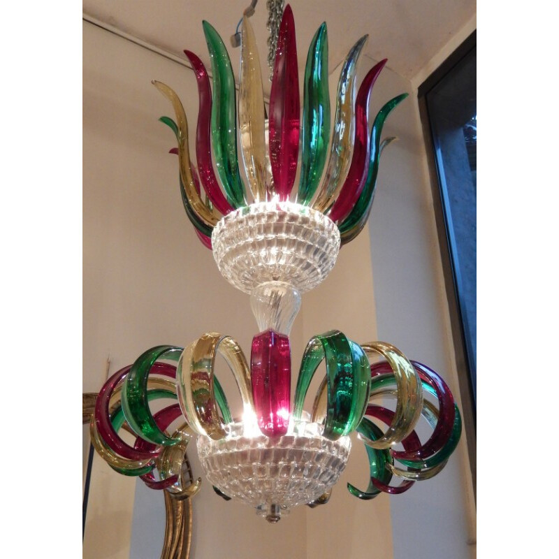 Vintage chandelier in Murano blown glass - 1960s