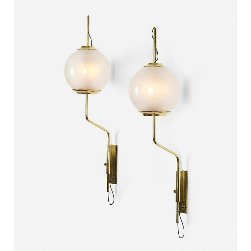 Pair of wall lamp "LP11" in opaline and brass, Luigi CACCIA DOMINIONI - 1958