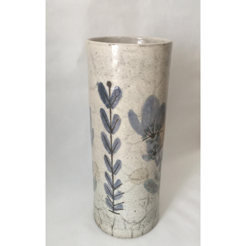 Vase vintage en céramique émaillée par Gustave Raynaud, Vallauris