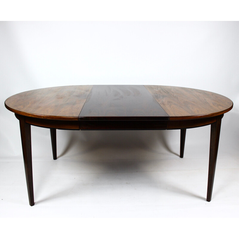 Table vintage en palissandre avec trois rallonges conçue par Omann Junior, 1960