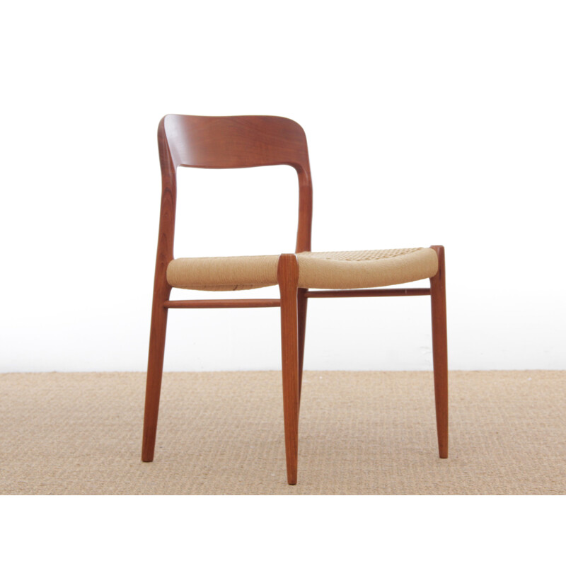 Set of 4 vintage Scandinavian teak chairs model 75 by Niels.O.Moller