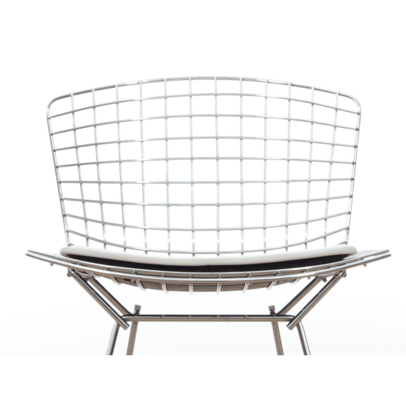 Bertoia vintage chair with white leather seat, 2000