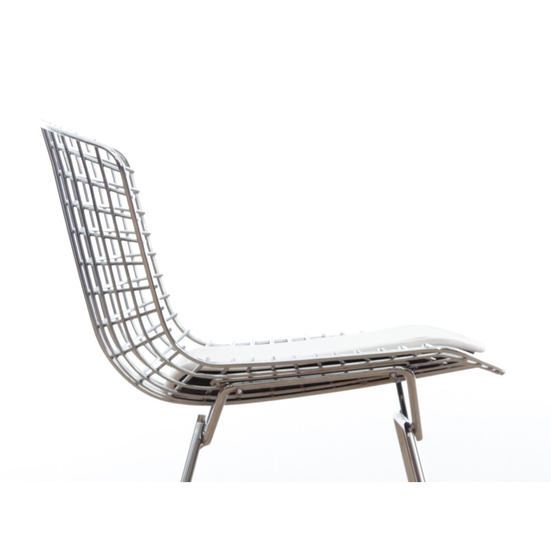 Bertoia vintage chair with white leather seat, 2000