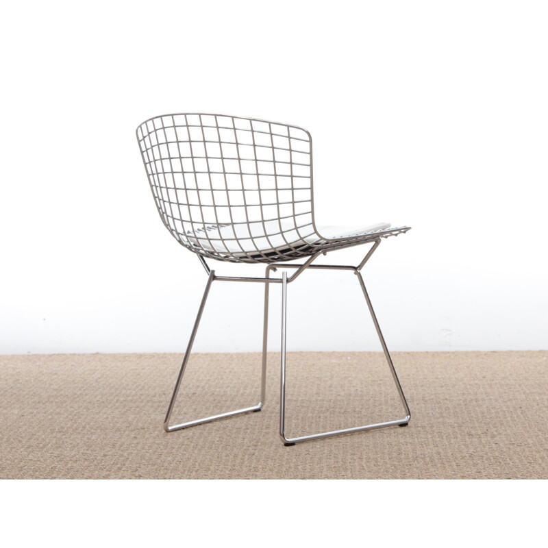 Bertoia vintage chair with white leather seat, 2000