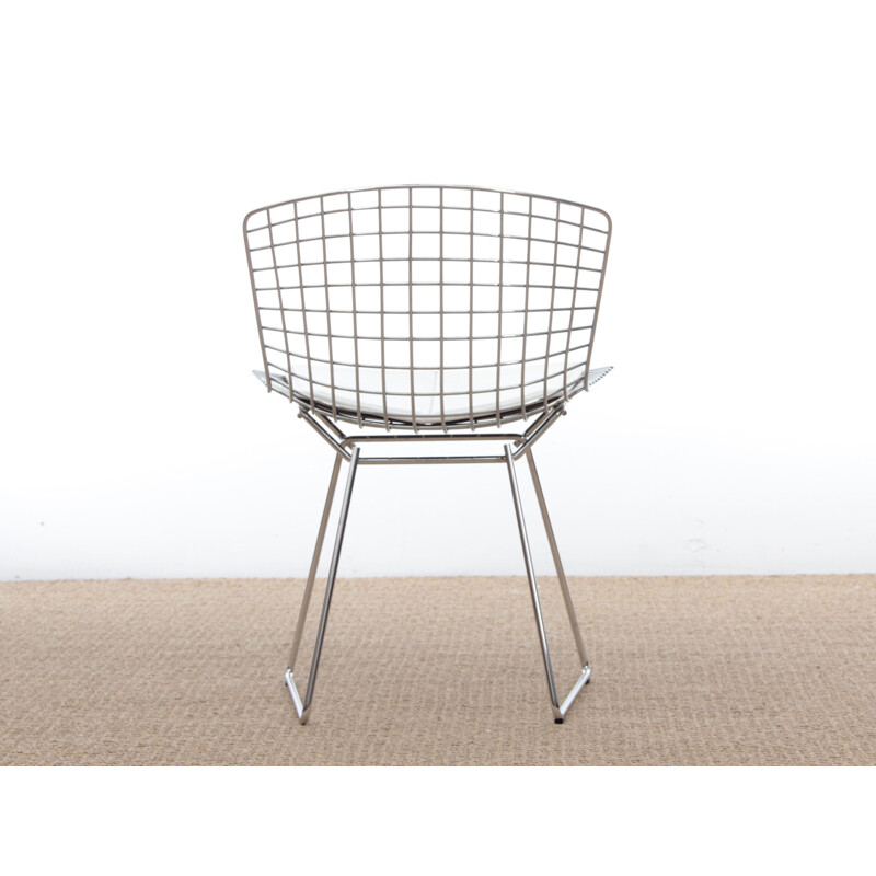 Bertoia vintage chair with white leather seat, 2000