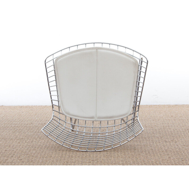 Bertoia vintage chair with white leather seat, 2000