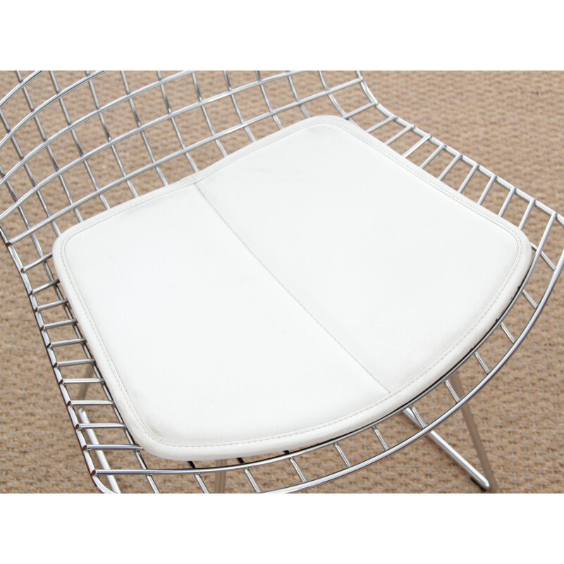 Bertoia vintage chair with white leather seat, 2000