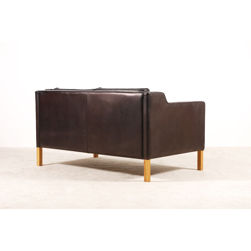 Vintage-Sofa 2-Sitzer Skandinavisch Leder schwarz 1960