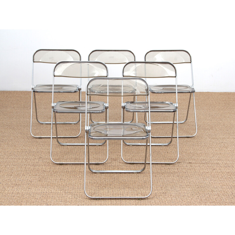 Set of 6 folding vintage chairs model Plia by Giancarlo Piretti