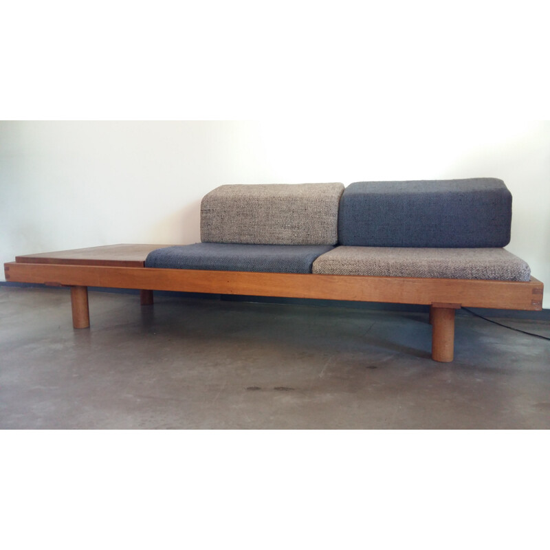 Bench / daybed in oak and elm wood, Pierre CHAPO - 1958