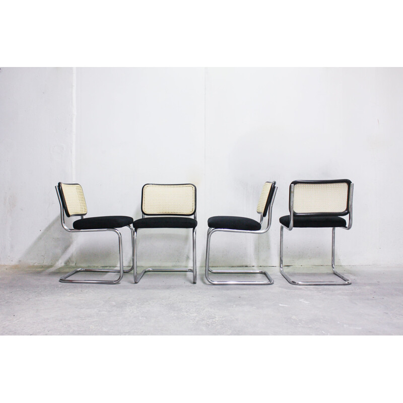 Set of 6 tubular steel cantilever chairs, 1970s