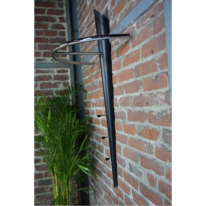 Vintage wall coat rack in metal and chrome