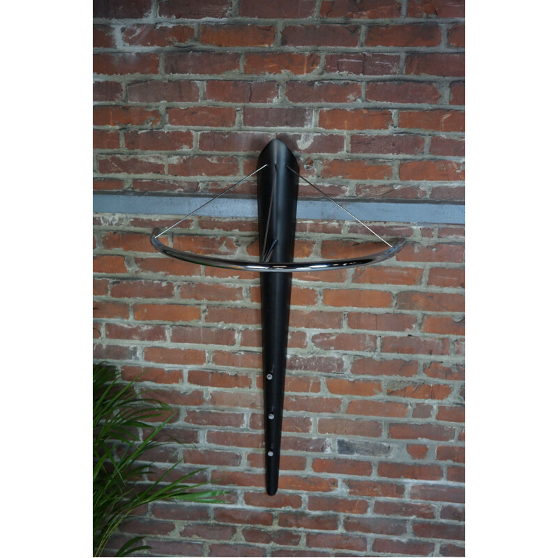 Vintage wall coat rack in metal and chrome