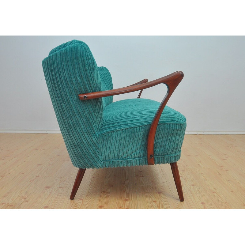 Vintage cocktail sofa in sea green color, 1960s