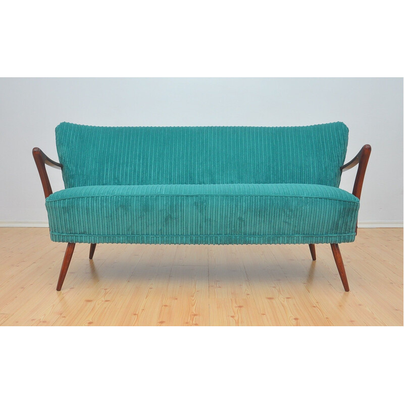 Vintage cocktail sofa in sea green color, 1960s