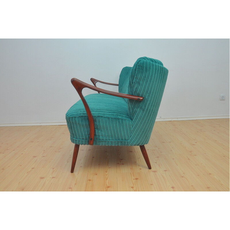 Vintage cocktail sofa in sea green color, 1960s