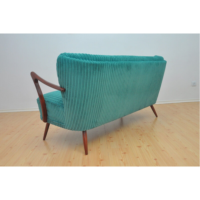 Vintage cocktail sofa in sea green color, 1960s