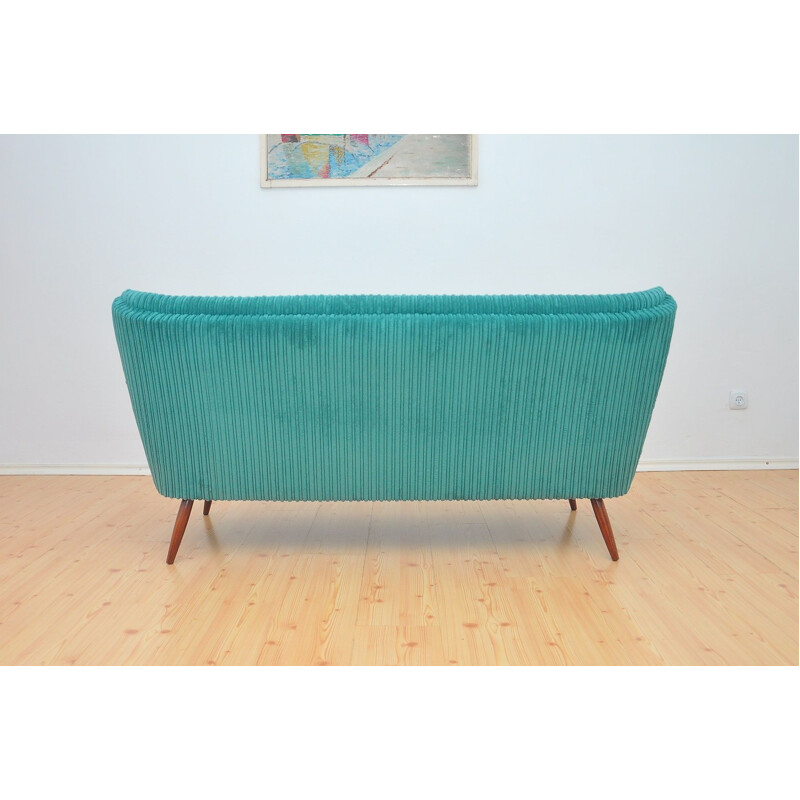 Vintage cocktail sofa in sea green color, 1960s