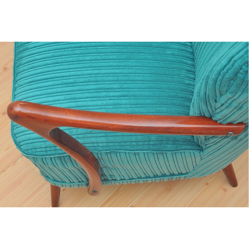 Vintage cocktail sofa in sea green color, 1960s