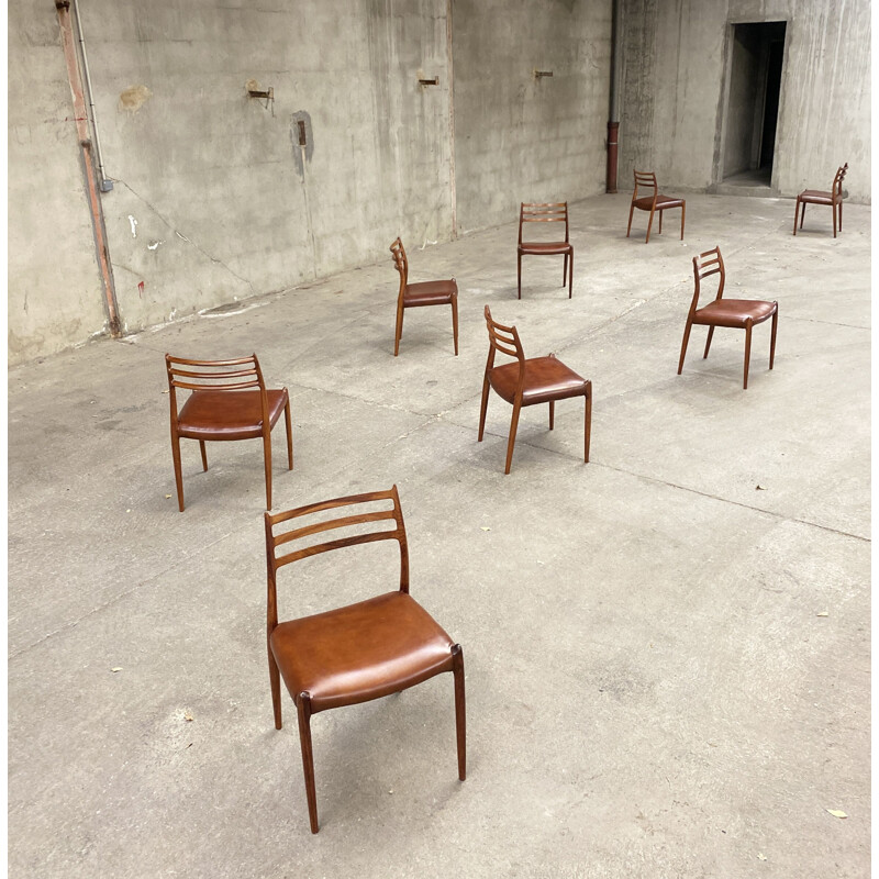 Suite vintage de 8 chaises en Palissandre par Niels otto Moller, 1962