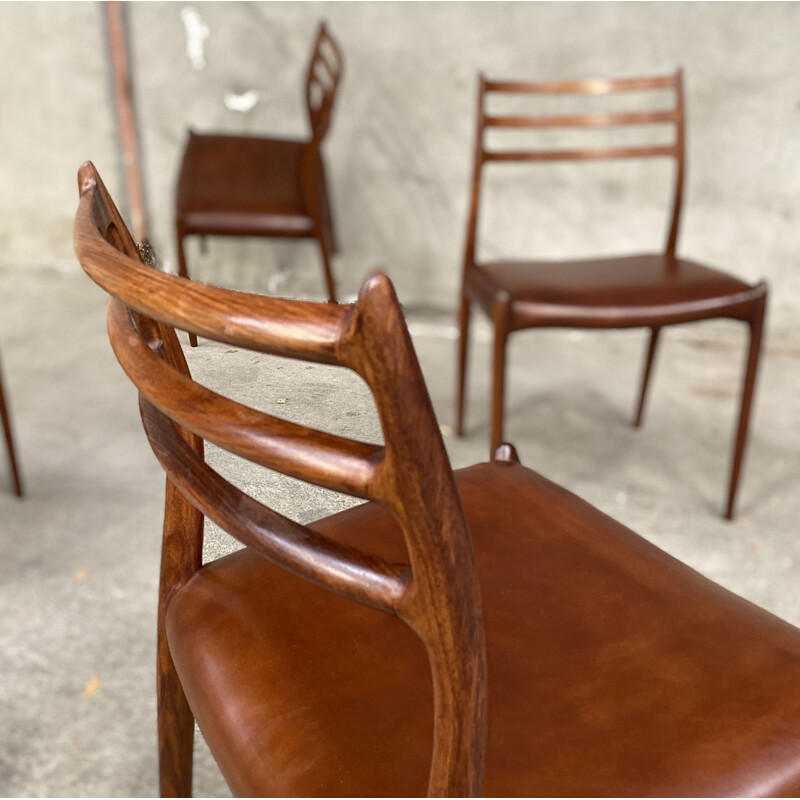 Conjunto vintage de 8 sillas de palisandro de Niels otto Moller, 1962