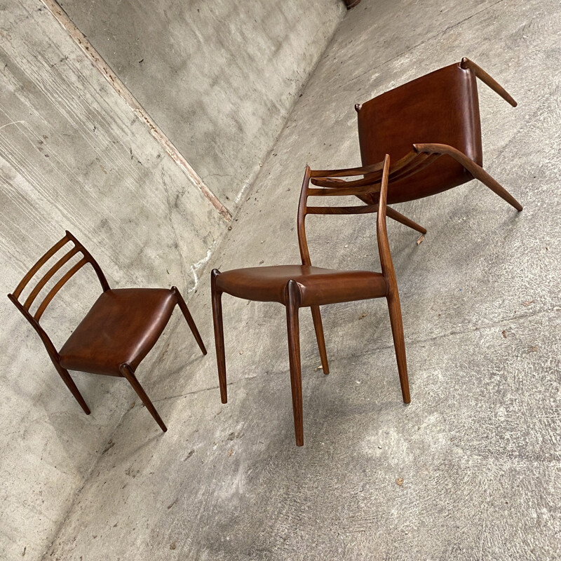 Vintage suite van 8 rozenhouten stoelen door Niels otto Moller, 1962