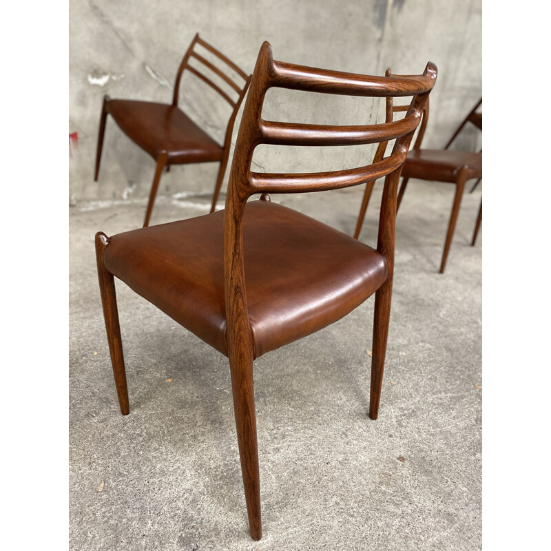 Vintage set of 8 rosewood chairs by Niels otto Moller, 1962