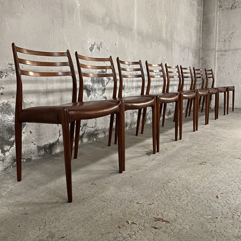 Vintage set of 8 rosewood chairs by Niels otto Moller, 1962