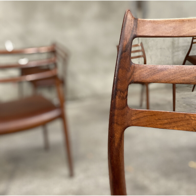 Vintage set of 8 rosewood chairs by Niels otto Moller, 1962