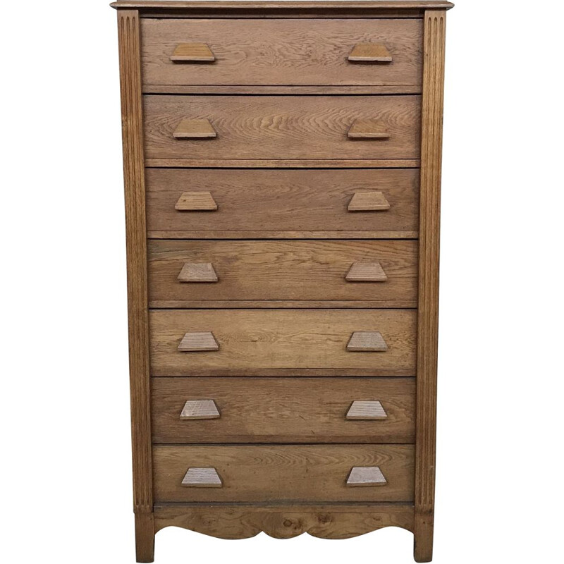 Vintage chest of drawers in light oak, 1930s
