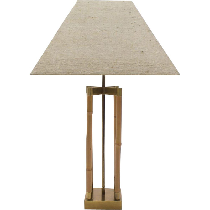 Bamboo and brass vintage table lamp, Italy, 1960s