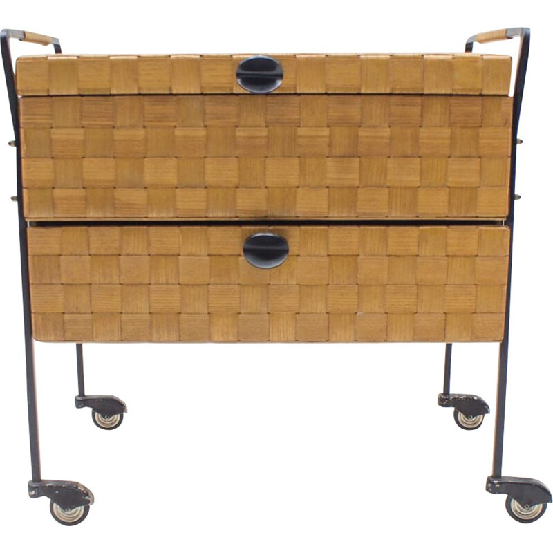 Vintage linen trolley in veneer, 1960