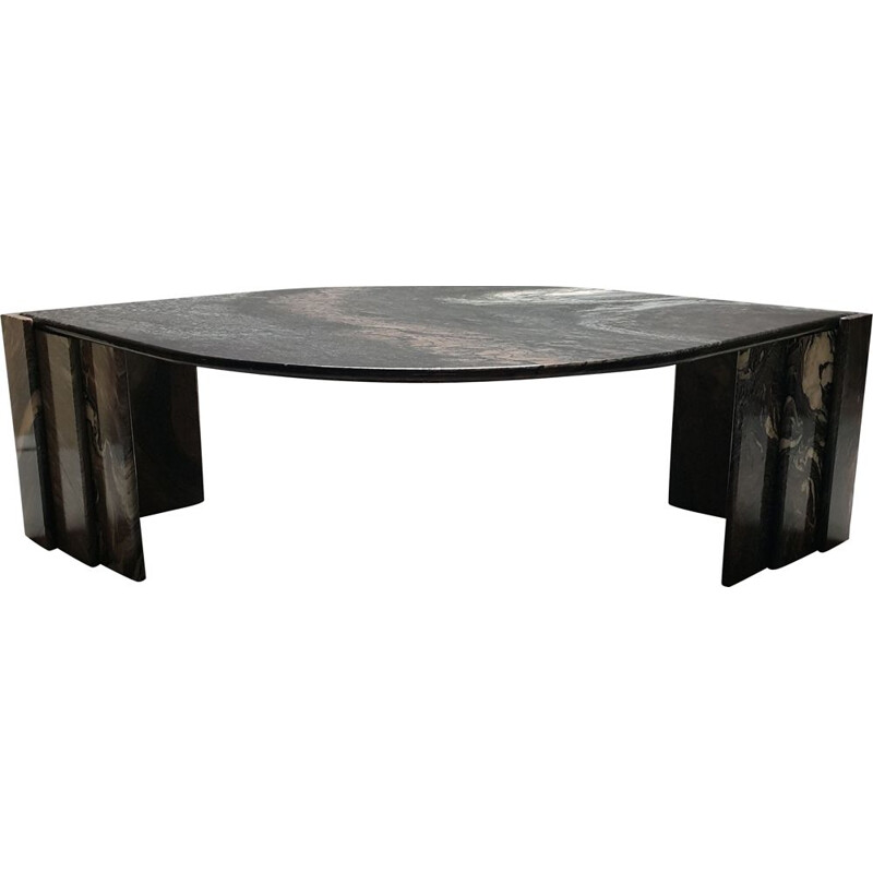 Italian marble eye shaped vintage coffee table, 1970s