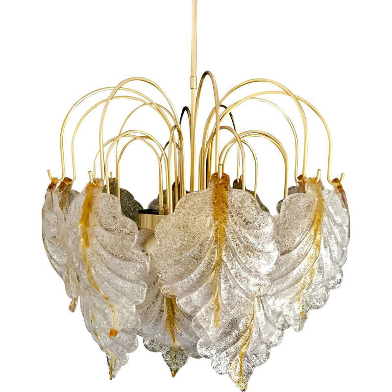 Mazzega two-tone amber vintage chandelier 1970
