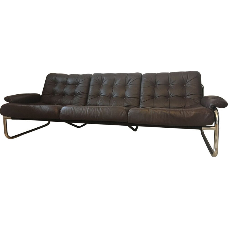 Chrome leather sofa by JOHANN BERTIL HÄGGSTRÖM  Sweden - 1960s