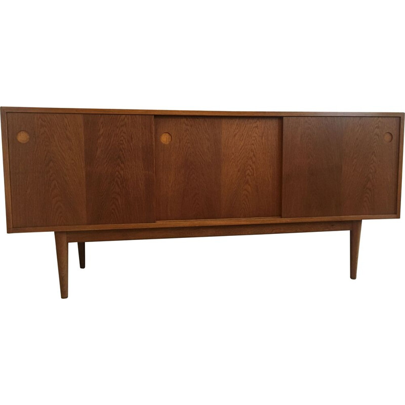 Credenza scandinava in rovere massiccio, Danimarca 1960