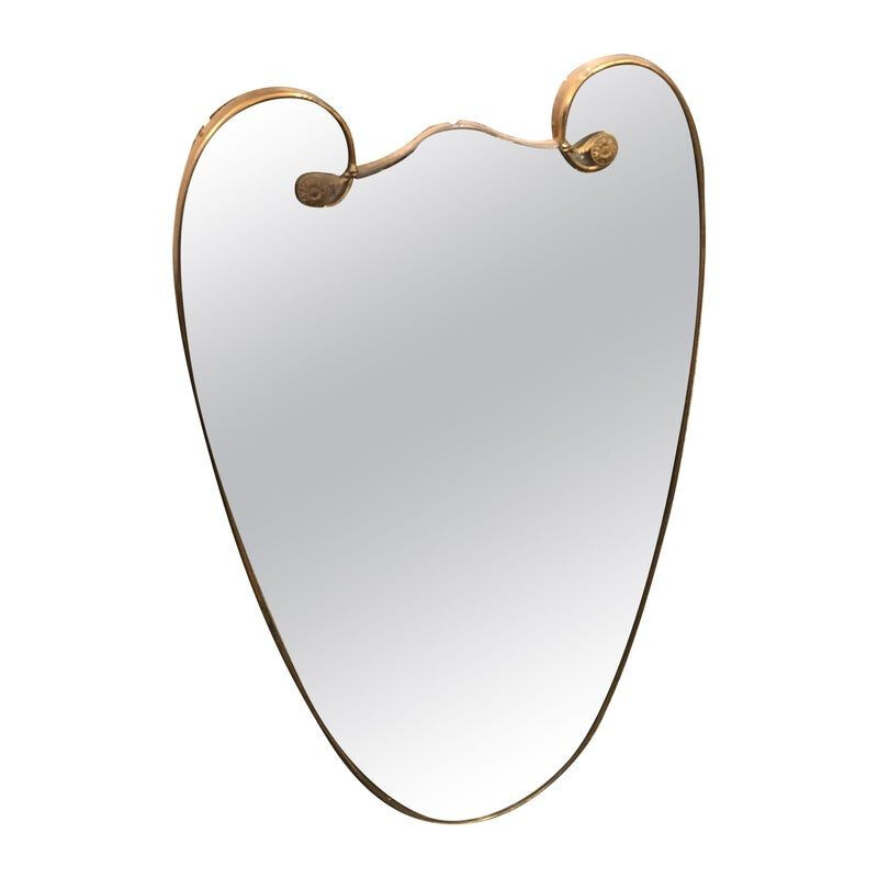Mid-Century Modern Brass Italian Wall Mirror 1950