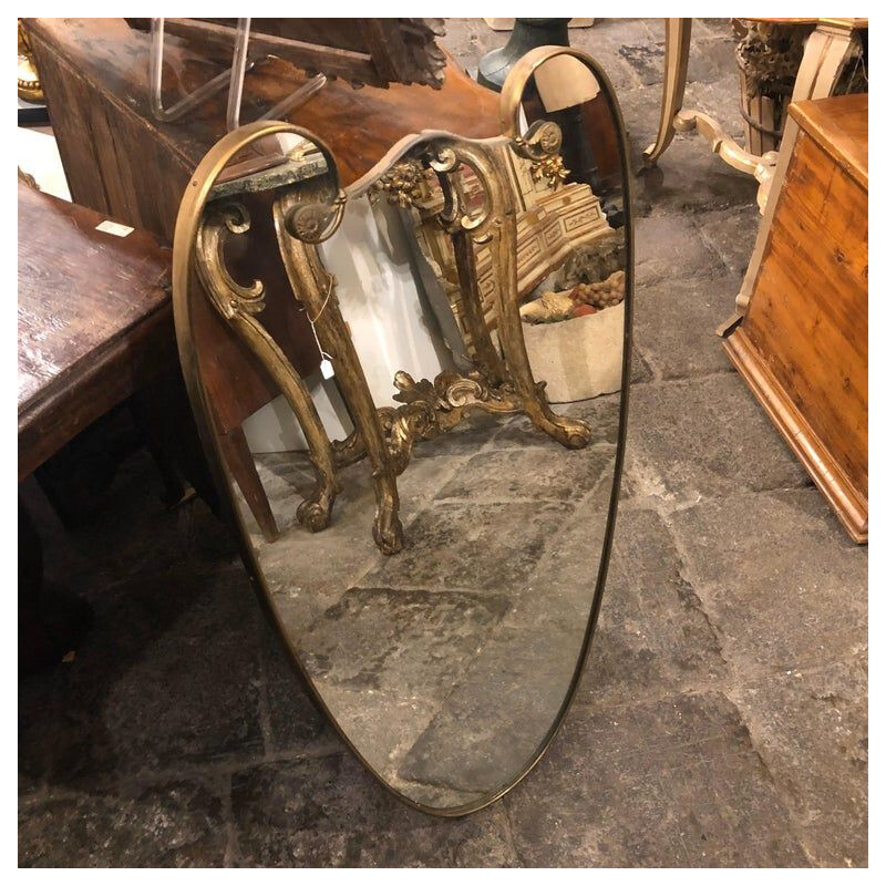 Vintage Brass Italian Wall Mirror 1950