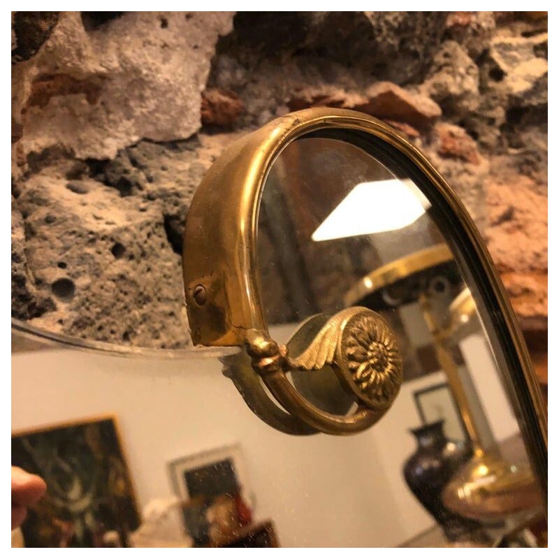 Mid-Century Modern Brass Italian Wall Mirror 1950