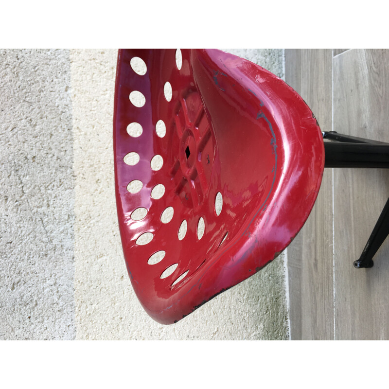 Vintage High Stool with Tractor Seat