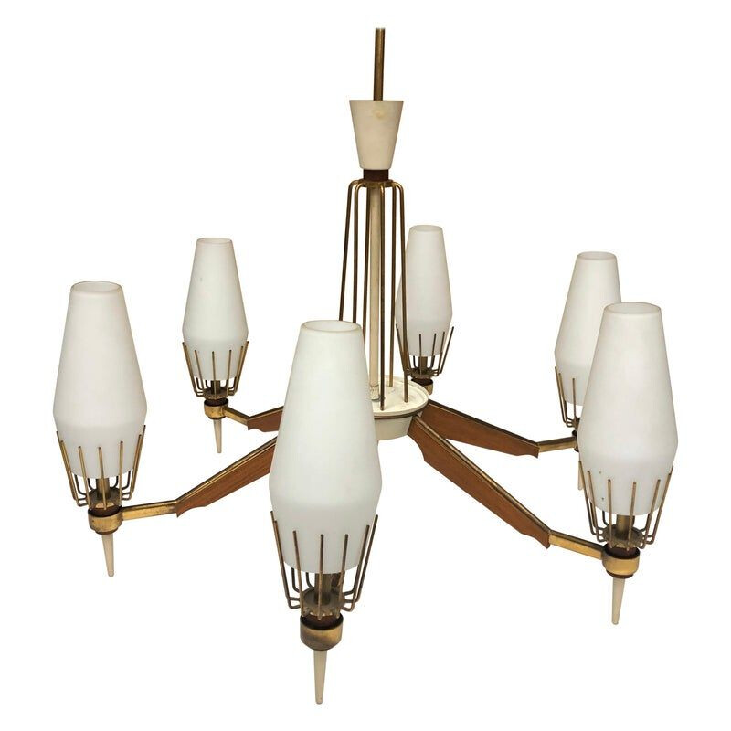 Mid-Century Modern Italian Chandelier, circa 1960