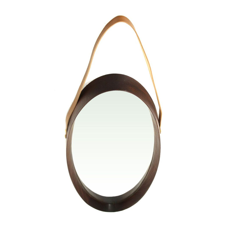 Miroir vintage ovale en bois, 1960