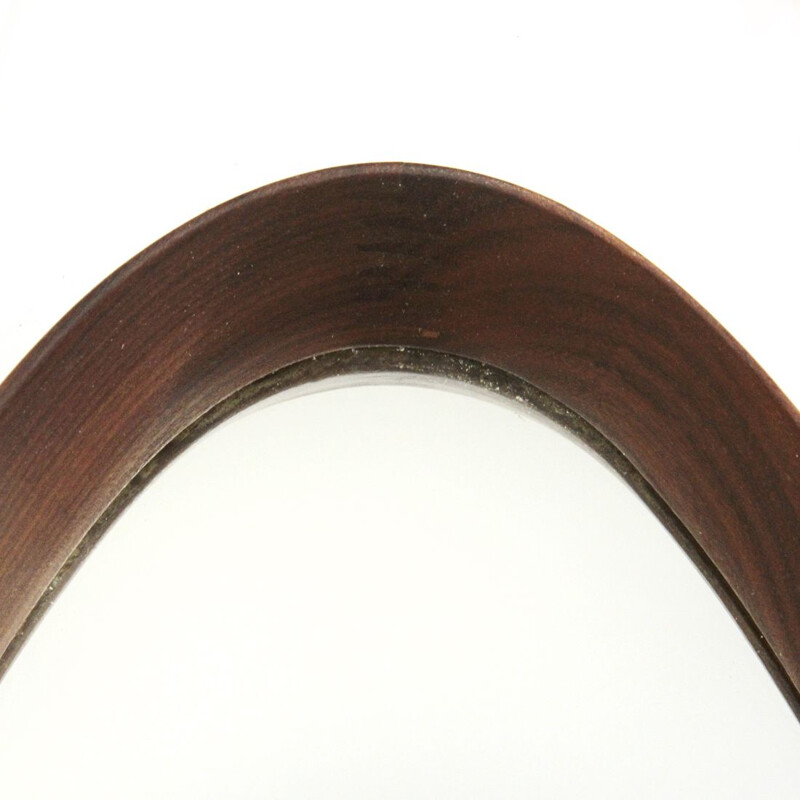 Vintage oval wood mirror, 1960