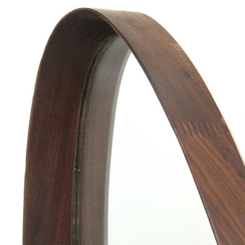 Vintage oval wood mirror, 1960