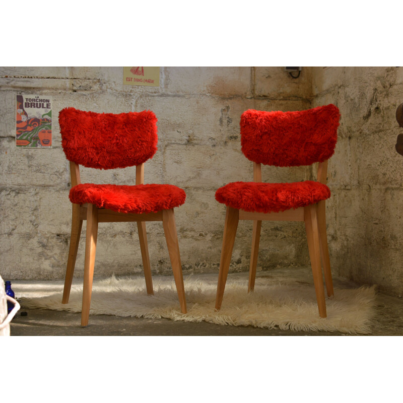 Set of 2 vintage red chairs, 1960s