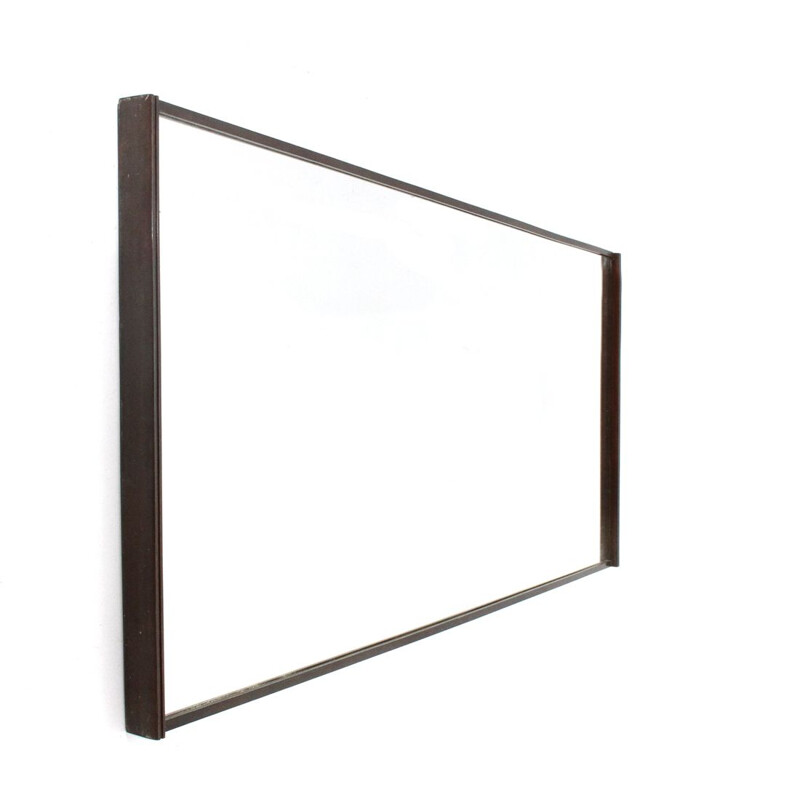 Vintage rectangular wooden frame mirror, Italy, 1950s