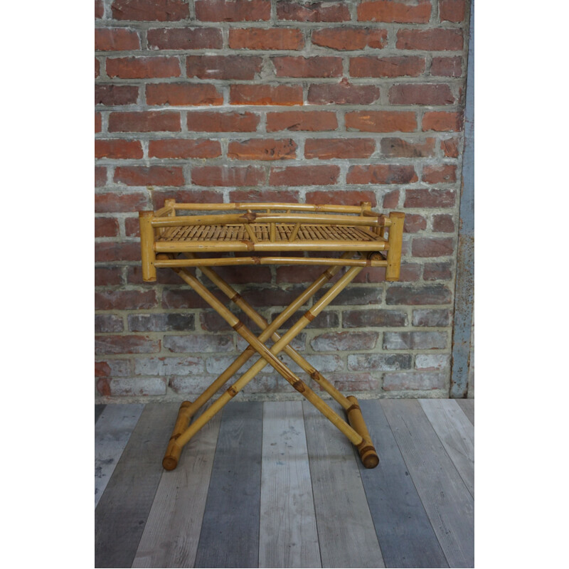 Folding rattan trolley vintage 1960